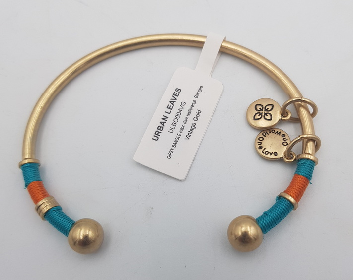 Urban Leaves Gipsy Bangle Blue Orange ULBO004VG Hand Bracelet Brass Rope Thread