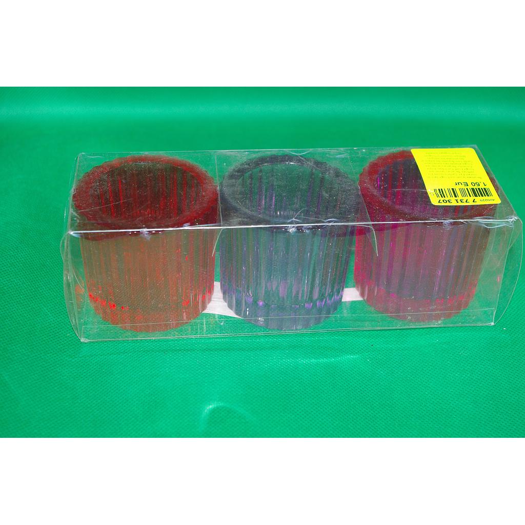 Glass Candle Set Holder Set of 3