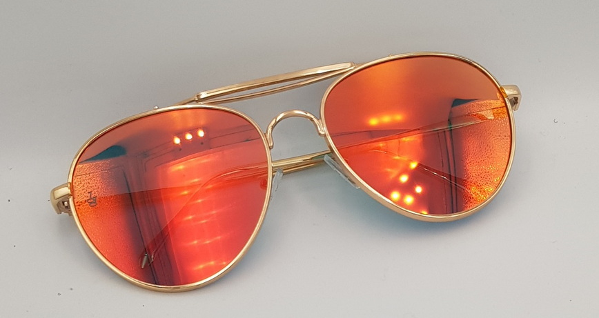 Lux Lenses UK SunGlasses Model 3459M5 Red Gold Wayfarer Style Metal