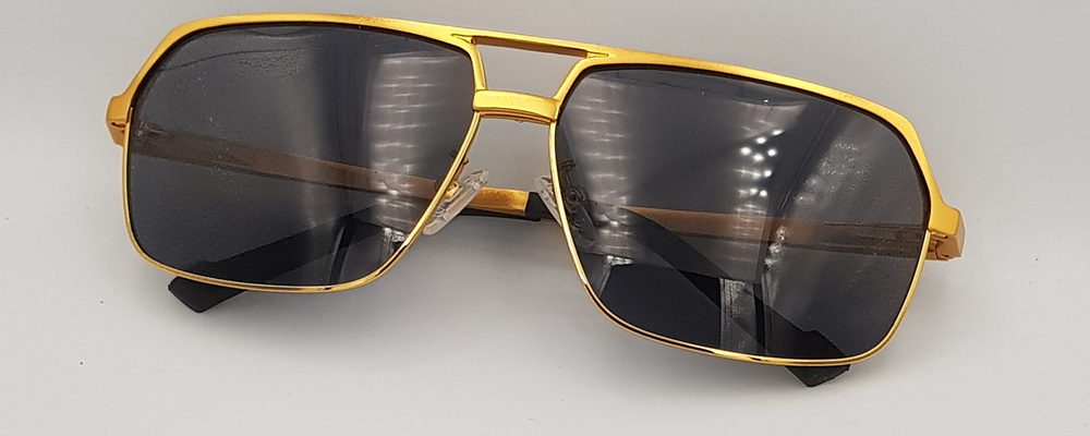 Lux Lenses UK SunGlasses Model WPF 8549 Black Gold Wayfarer Style Plastic