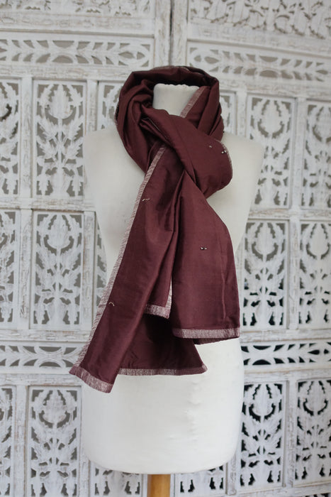 Articiones Indian Dupatta Scarf Brown Silk New 170cm 50cm