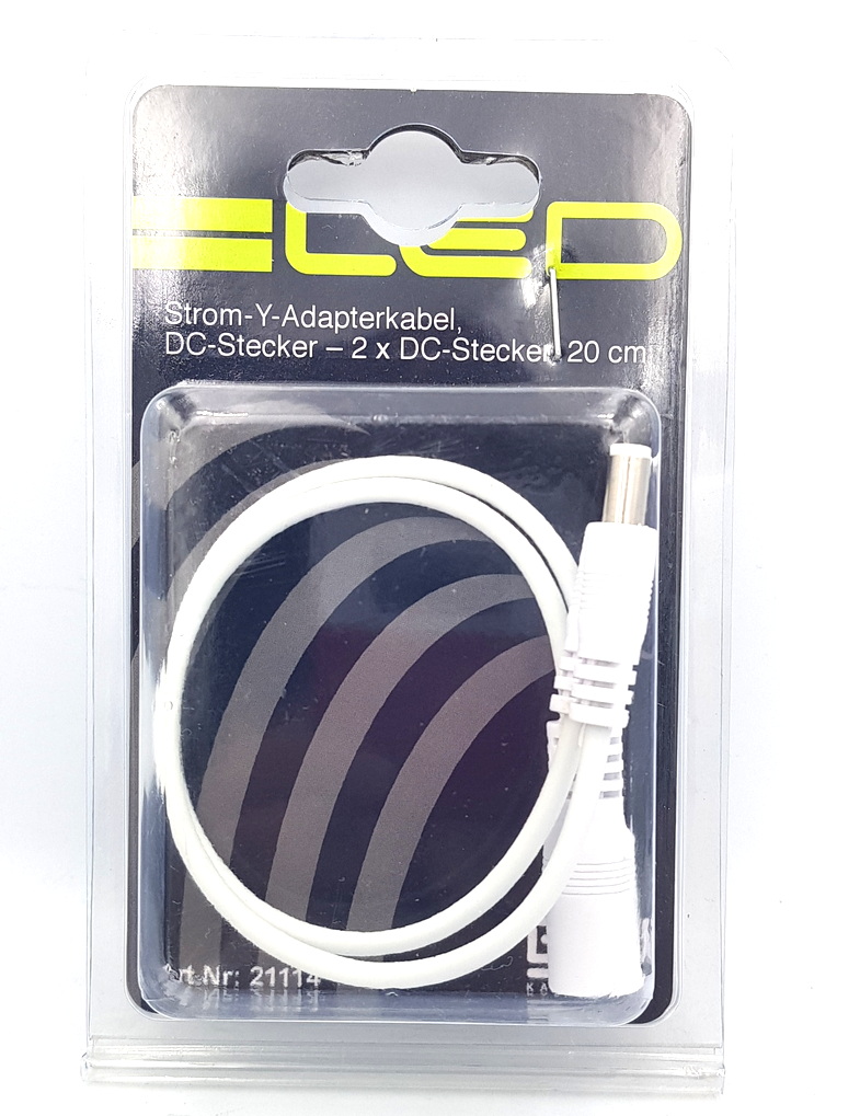 Bleil Female Adapter Cable with 2x DC Out Male Plugs 20cm LED Strip Connector Splitter