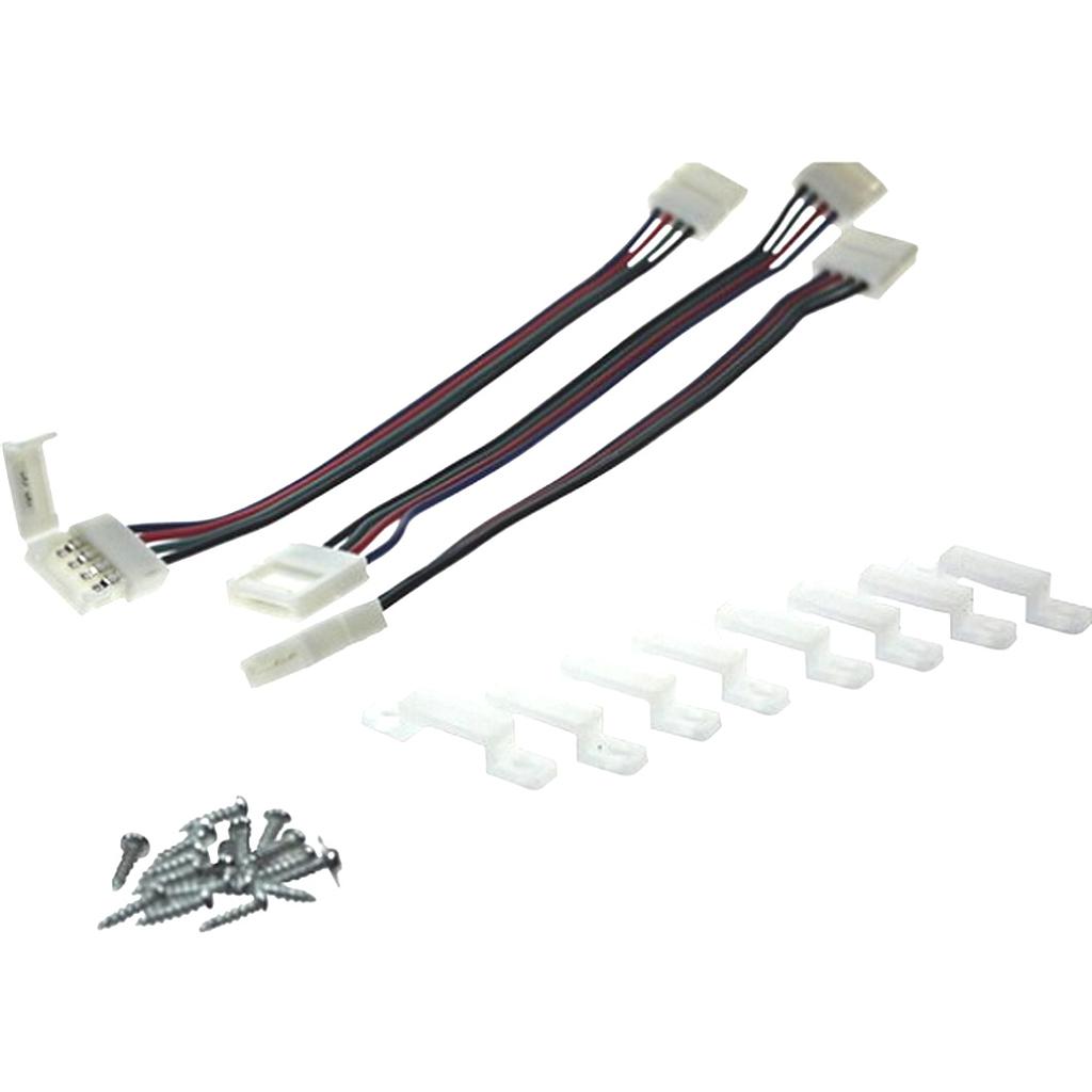 Bleil Lead  Connection Cable Set X3 for LED Strips 8x Silicone Clamps and Screws 15cm