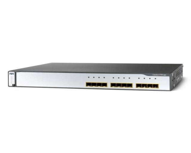 Cisco Catalyst 3750 WS C3750G 12S S 12 x Gigabit SFP Ports in Switch Rack Used A
