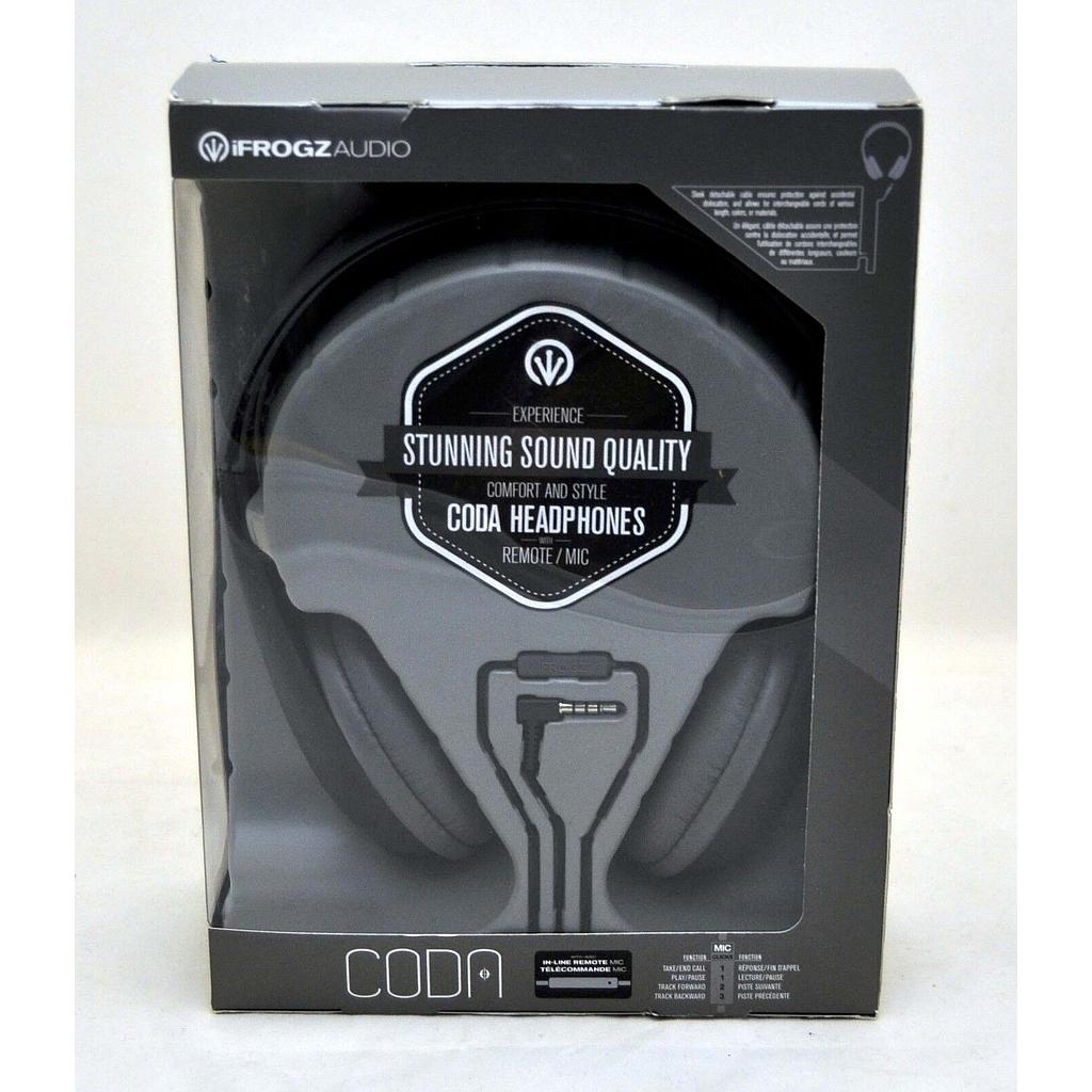 iFrogz CODA Over the Ear Headphones wRemote Mic BLACK Headset