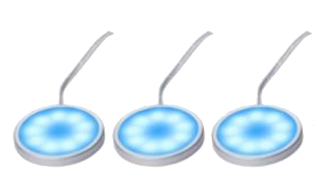 4 x Hi Lite LED Furniture Lights Silver 4 x 0.6W Blue