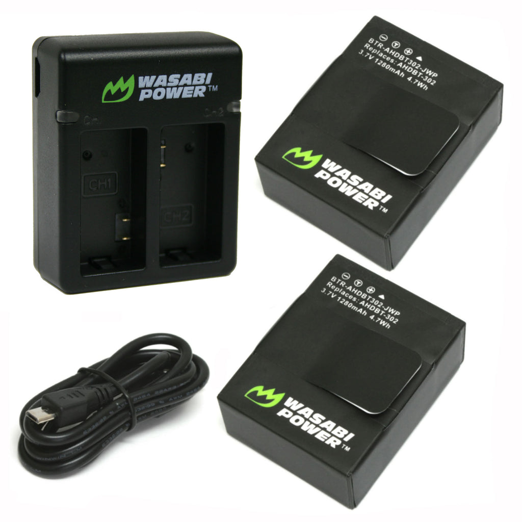 2x Batteries and Charger Unit for GoPro Hero 3 Compatible with AHDBT 201