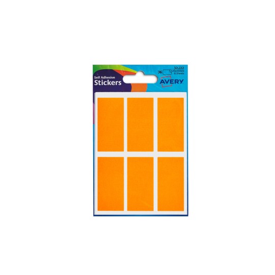 Avery Stickers 32 222 Bright Orange 50X25Mm 36 Rectangle