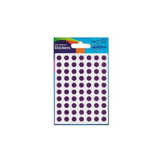 Avery Stickers 32 273 Purple Small 8Mm 560 Dots