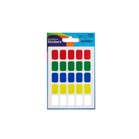 Avery Stickers 32 500 Various 12 by18 Mm 225 Rectangular