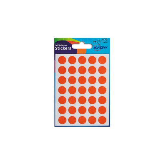 Avery Stickers 32 505 Orange 13Mm 245 Dots