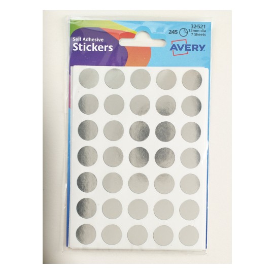 Avery Stickers 32 521 Round Silver 13Mm 245 Dots