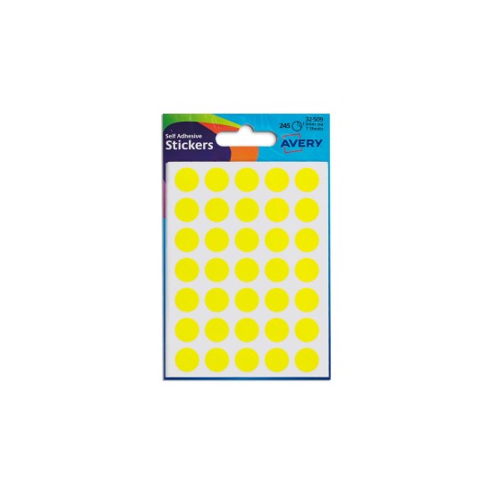 Avery Stickers Round Yellow 13Mm 245 Dots