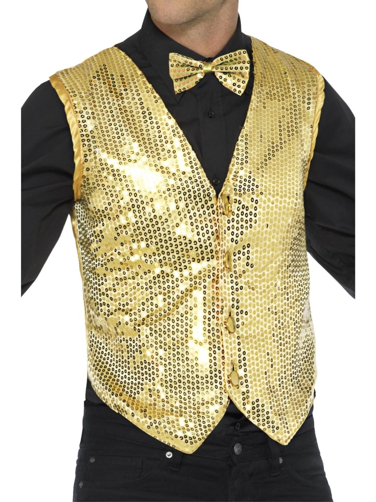 Carnival Costume Gilet Feest Gilet Glitter Gold LXL
