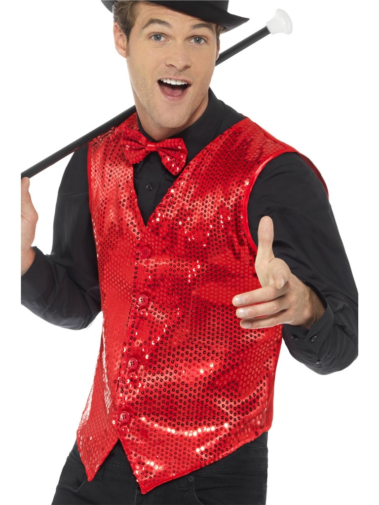 Carnival Costume Gilet Feest Gilet Glitter Red One Size