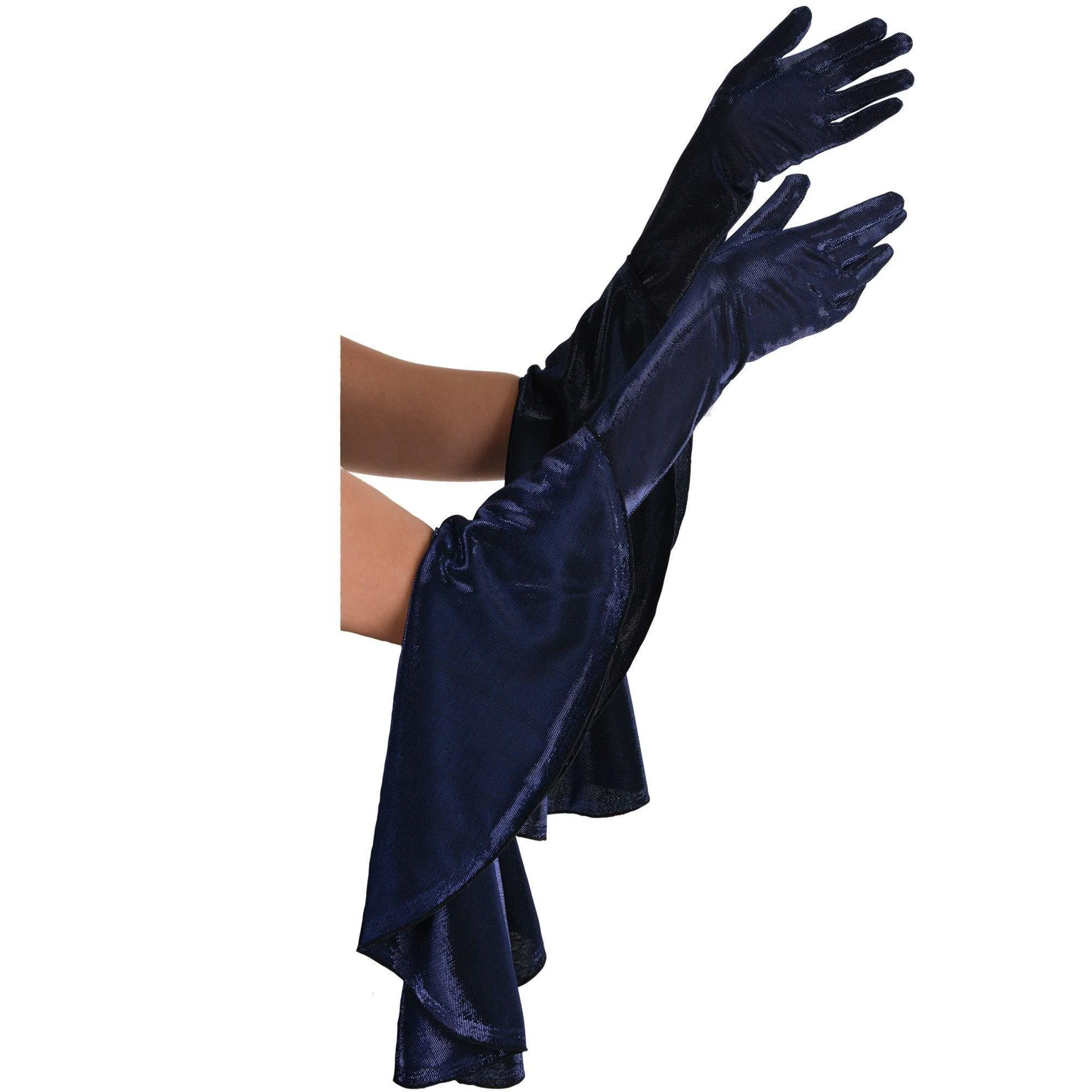 Carnival Costume Party Gloves Blue 40cm One Pair
