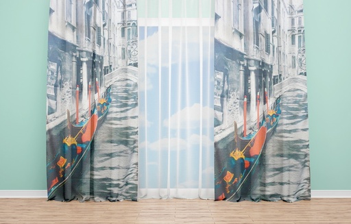 OYO Home SL FPR 33A New 240cm Boat on Canal Curtains 280cm