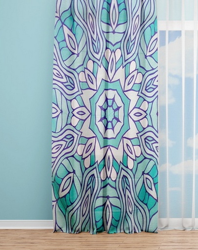 OYO Home SL FPR 8AS New 240cm Mandela Light Blue Curtains 140cm