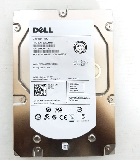 Dell Hard Disk ST3450857SS Used SAS 450GB SAS 3.5