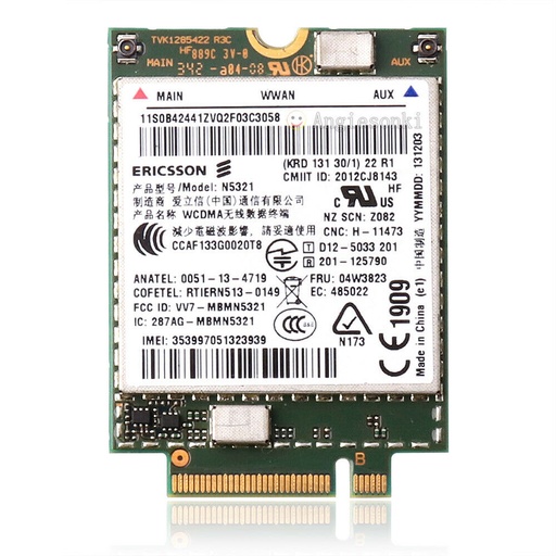N5321 NGFF M.2 WWAN Card for Thinkpad EDGE E431 E440 E531 L440 L450 S540 T440 T450 T540P W540 W541 X240 SeriesPN 04W3842 Used A