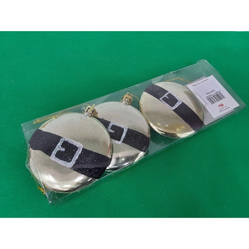 Snow White Set of 3 Santa Belt Tree Trim Gold